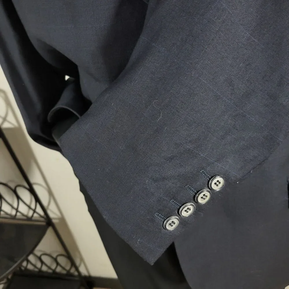 Vitale Barberis Men's Sport Coat‎ Blazer Three Button Navy Blue Wool 100s Sz 44R